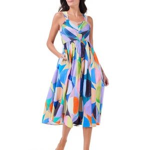 NIC+ZOE Multicolor Abstract Midi Dress